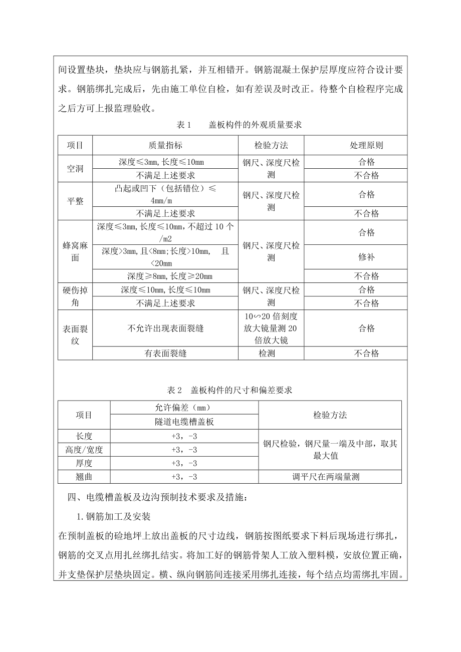 隧道电缆槽盖板、边沟预制施工技术交底.doc_第2页