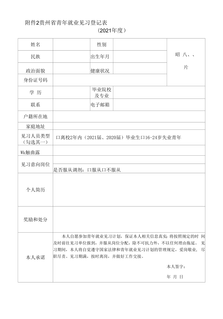 青年就业见习登记表（2021年度）.docx_第1页