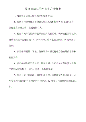 综合部部长的安全生产责任制.docx