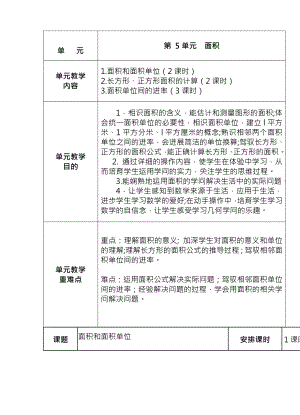 新人教版三年级数学下册面积单元教案.docx