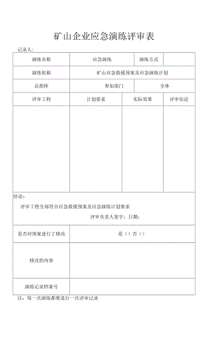 矿山企业应急演练评审表.docx