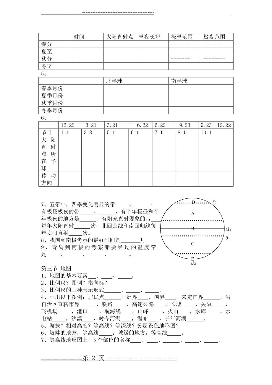 初一上册地理练习试题集(8页).doc_第2页