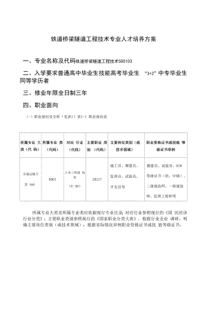 铁道桥梁隧道工程技术专业人才培养方案（高职）.docx