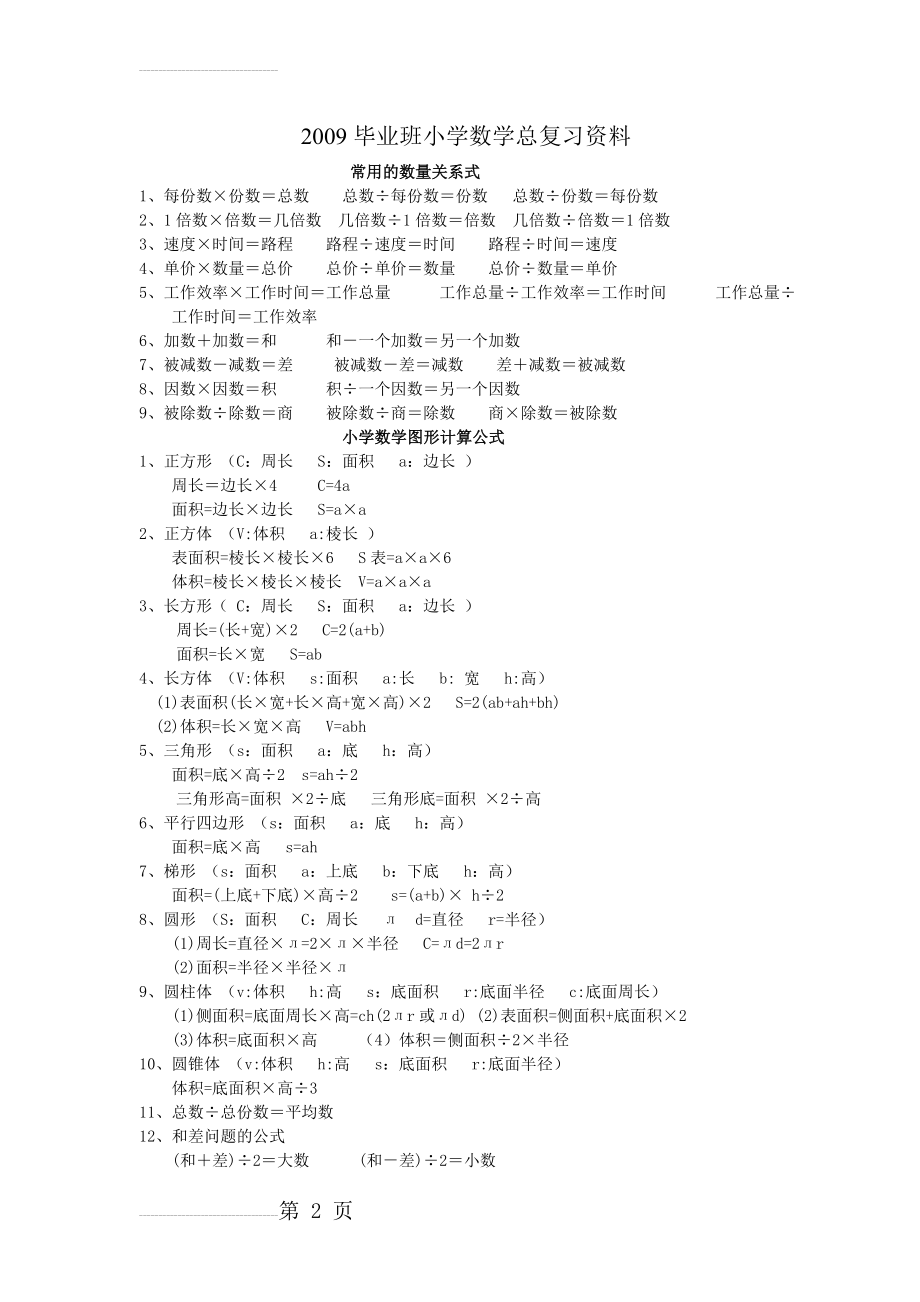 【强烈推荐】小学六年级数学总复习资料(26页).doc_第2页