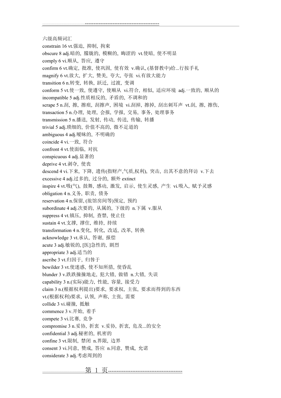 六级高频词汇(8页).doc_第1页