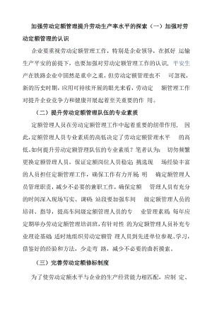 加强劳动定额管理提升劳动生产率水平的探索.docx