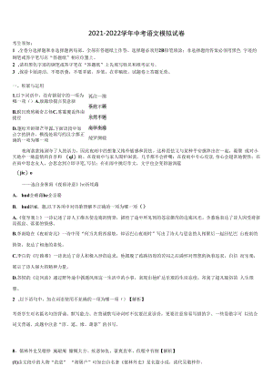 2022届四川省宜宾市宜宾县初中语文毕业考试模拟冲刺卷含解析.docx