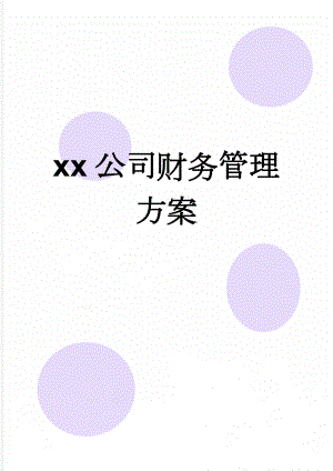 xx公司财务管理方案(41页).doc