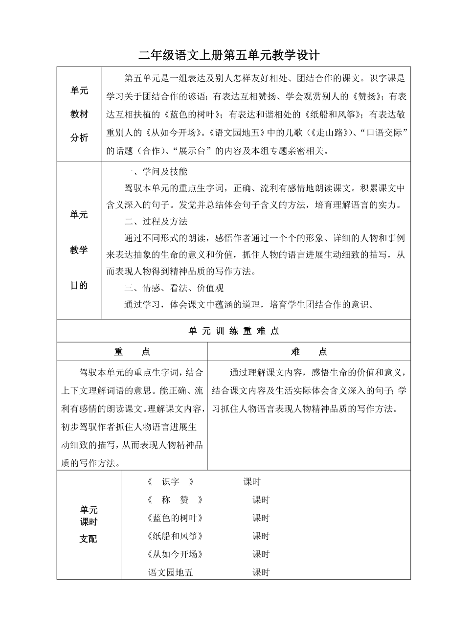 人教版二年级语文上册教案第五单元.docx_第1页