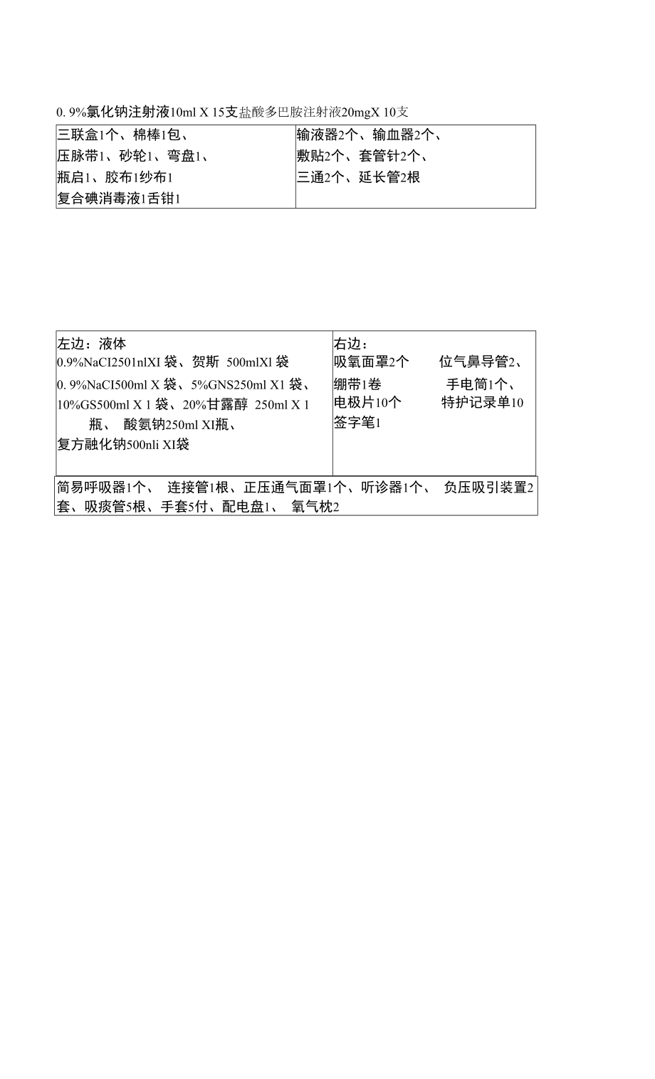 抢救车各层压膜表.docx_第1页