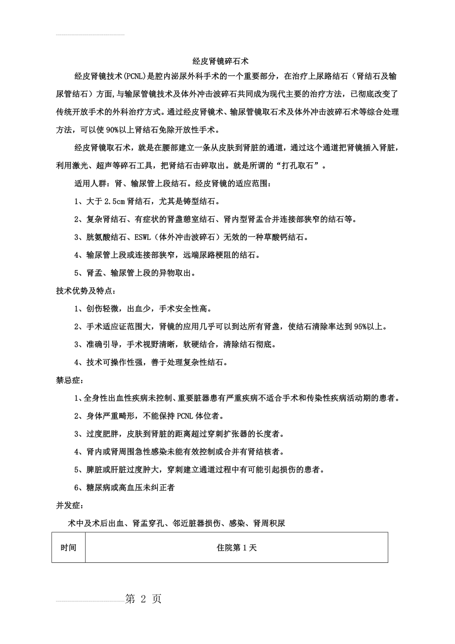 PCNL术后临床路径(11页).doc_第2页