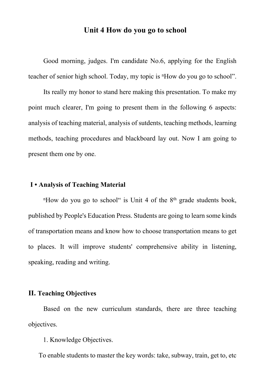 说课稿 人教版 英语 七年级 下册 Unit 4 Sectioin A.docx_第1页