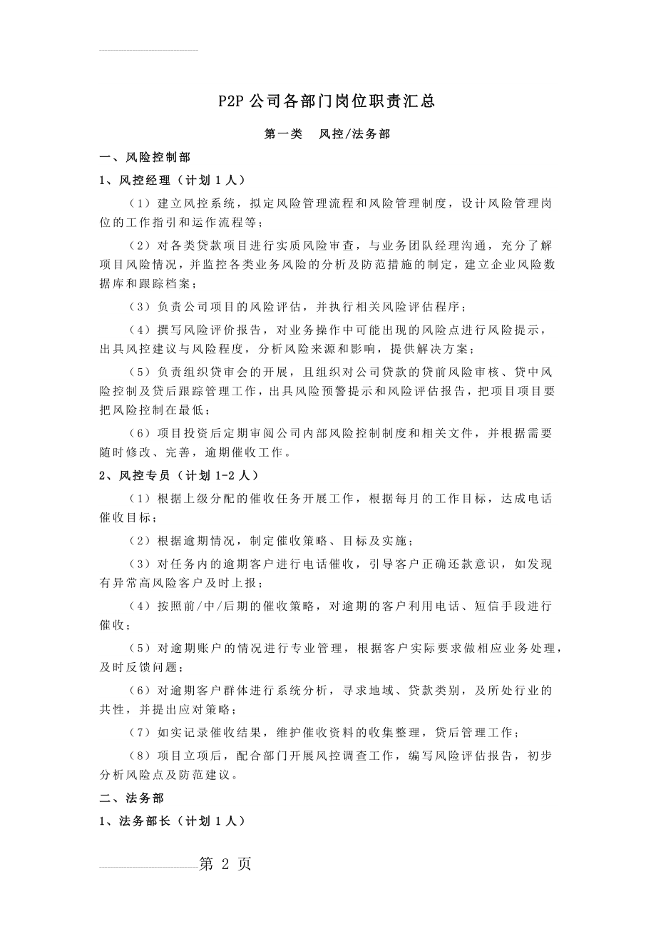 P2P公司各部门岗位职责(11页).doc_第2页