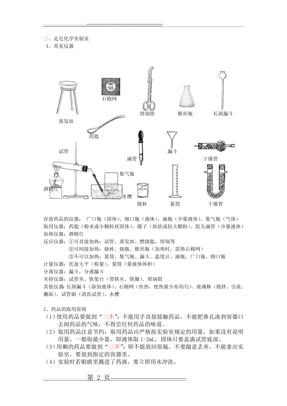 初三化学上册第一章 化学的魅力 知识总结(5页).doc_第2页