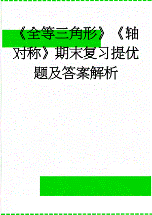 《全等三角形》《轴对称》期末复习提优题及答案解析(16页).doc