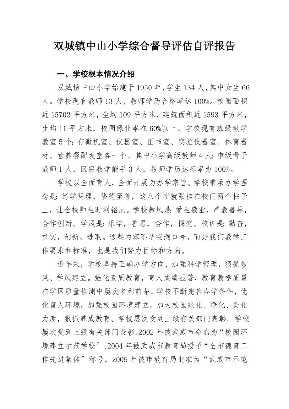 双城镇中山小学综合督导评估标准.doc_第1页