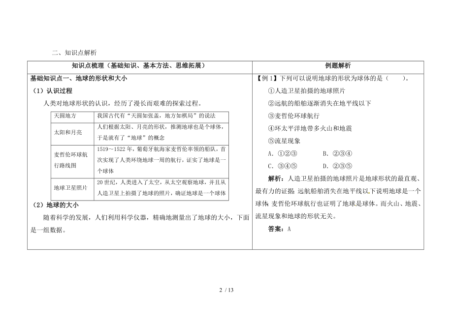 地球和地球仪思维导图及知识点解析.docx_第2页