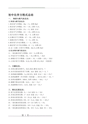 初中化学方程式总结(8页).doc