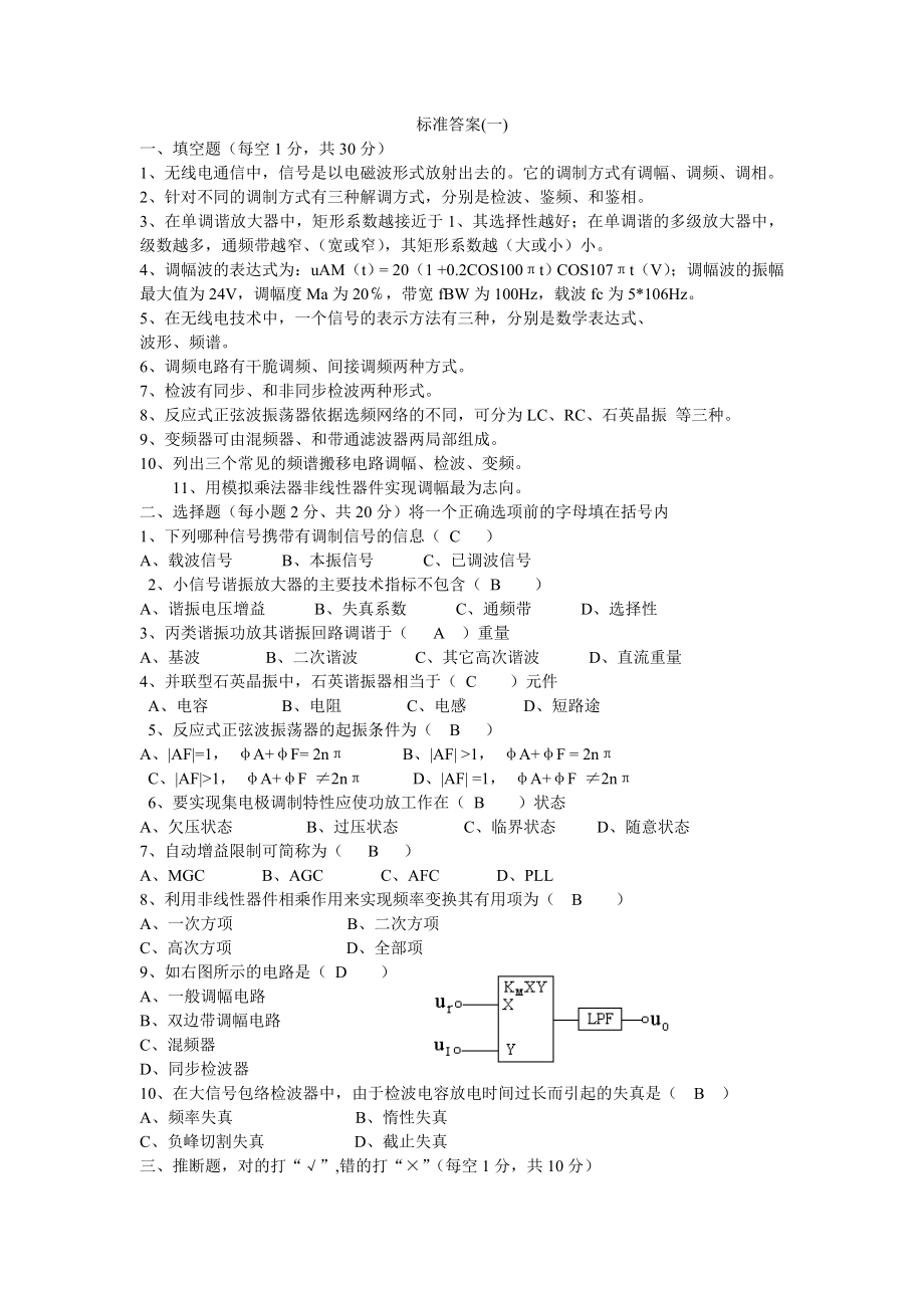 高频电子线路试卷与答案11.docx_第1页