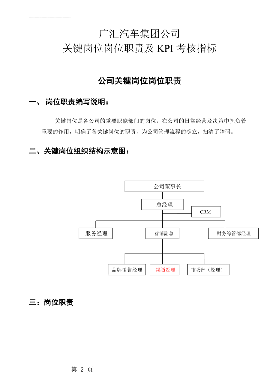 《广汇汽车集团公司关键岗位岗位职责及KPI考核指标》(19页).doc_第2页