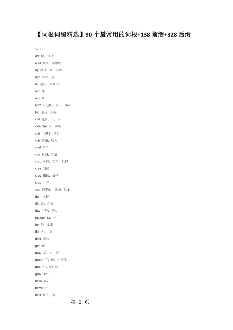 【词根词缀精选】90个最常用的词根+138前缀+328后缀(13页).doc_第2页