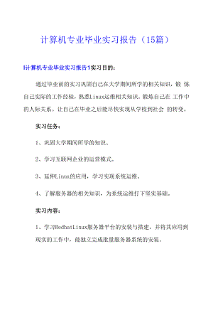 计算机专业毕业实习报告(15篇).docx