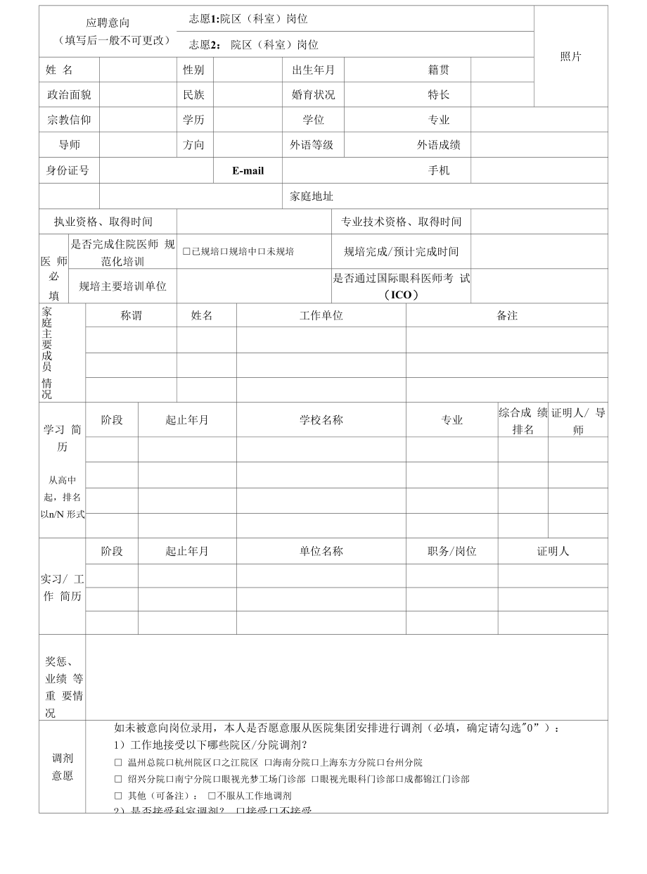 眼视光医院求职人员情况表.docx_第1页