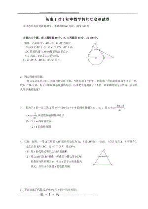 初中数学教师功底测试卷(2页).doc