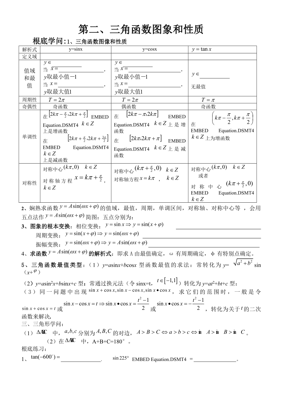 高一数学必修4三角函数知识点及典型练习.docx_第2页