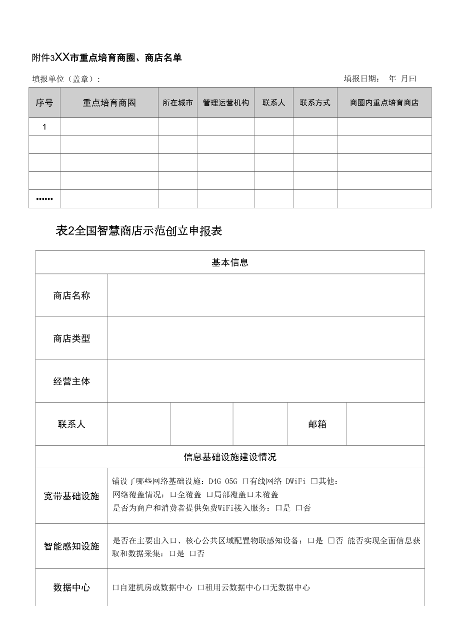 全国智慧商圈、智慧商店示范创建申报书（样本）.docx_第1页