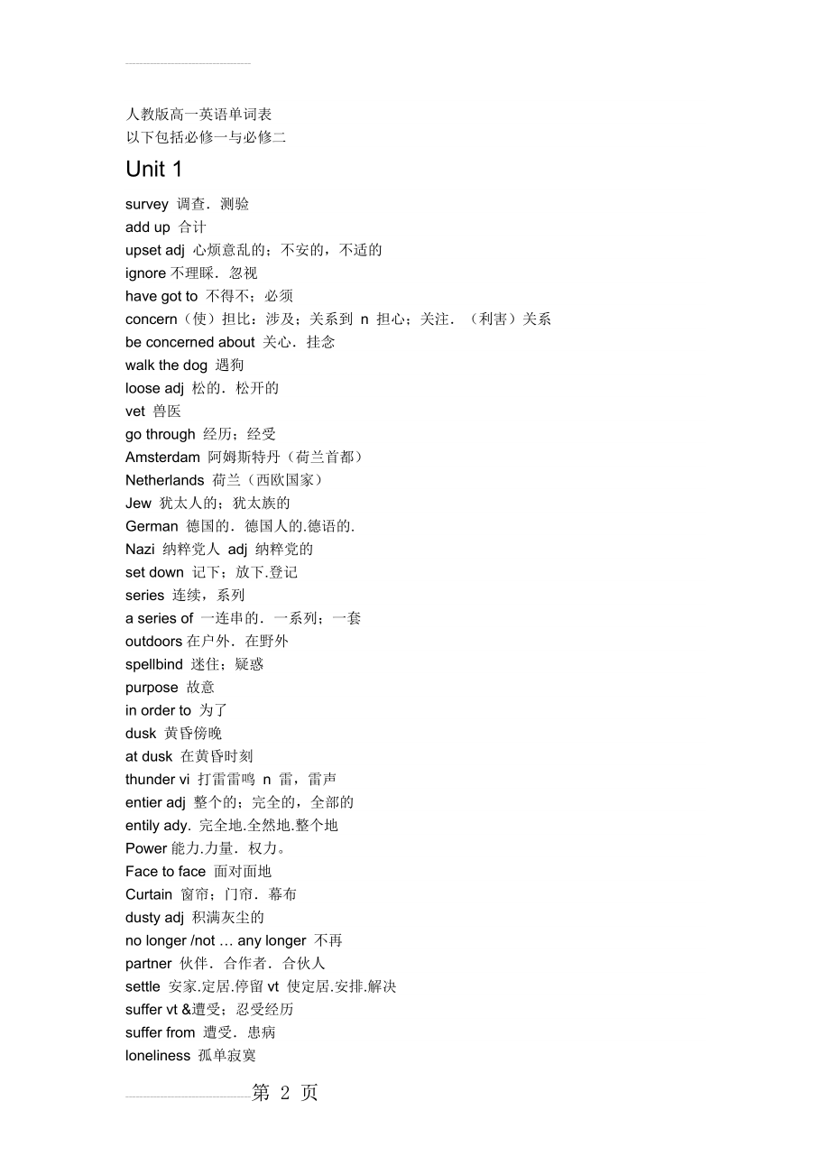 人教版高一英语单词表(包括必修一、二)(13页).doc_第2页