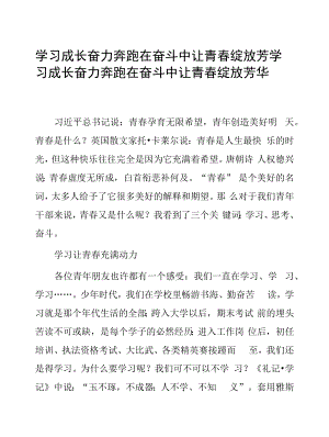 学习成长 奋力奔跑 在奋斗中让青春绽放芳华.docx