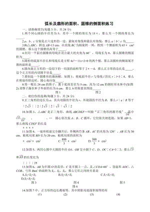 弧长及扇形的面积圆锥的侧面积练习题1.docx