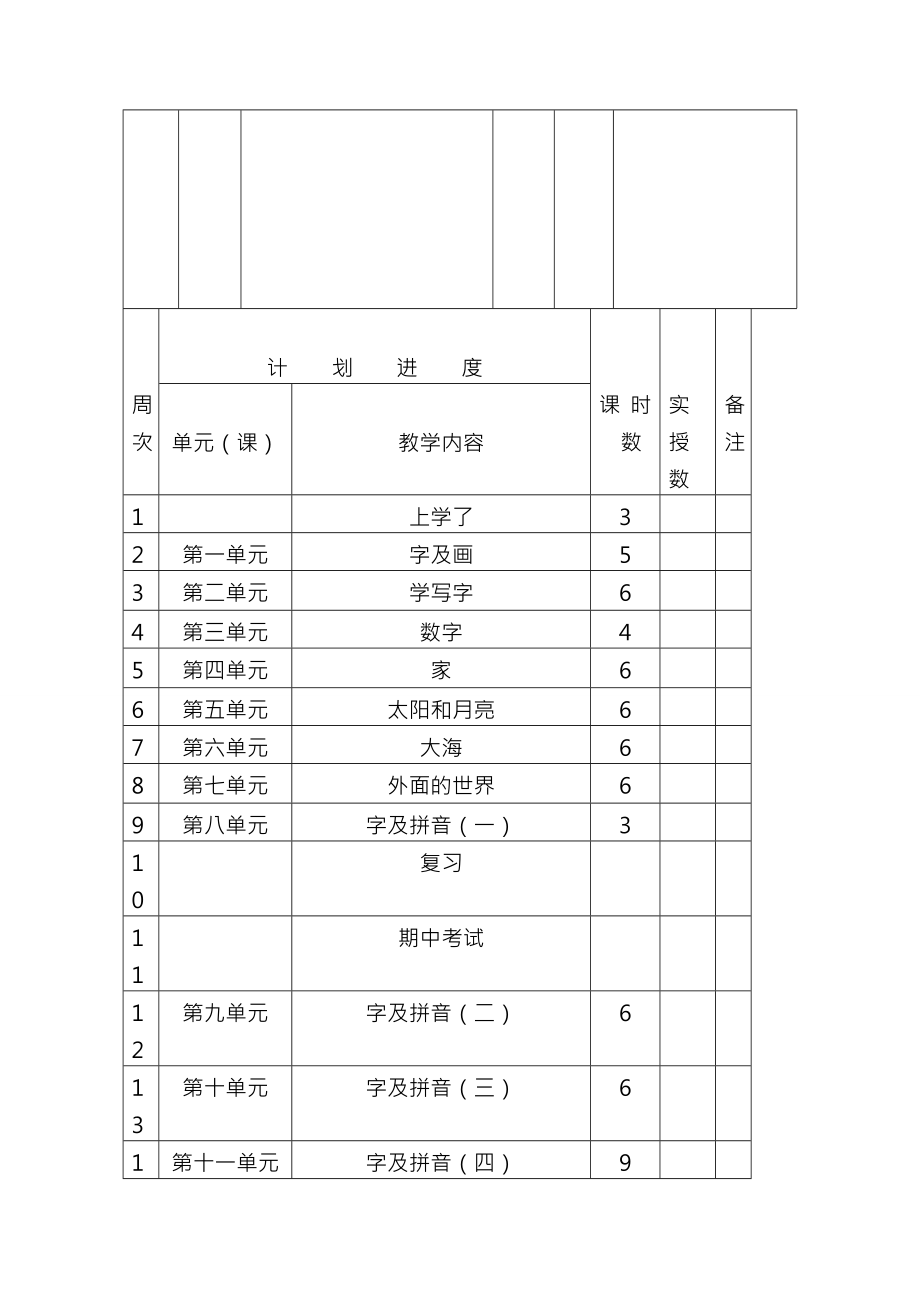 北师大版一年级上册语文全册教学计划.docx_第2页