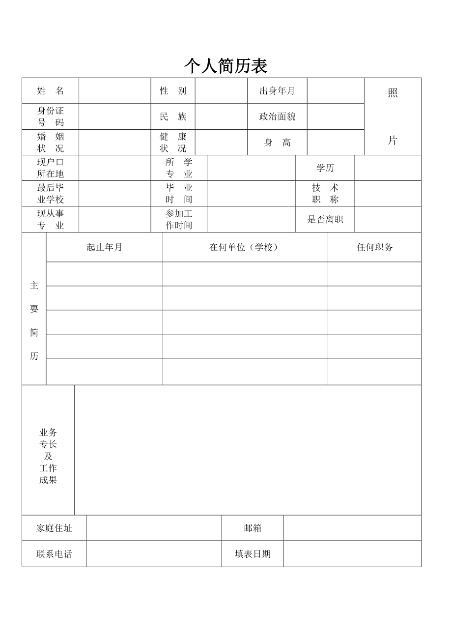 标准的个人简历模板.docx_第1页