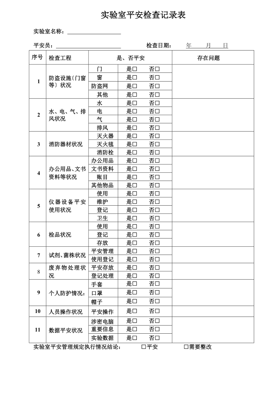 实验室安全记录表.docx_第1页