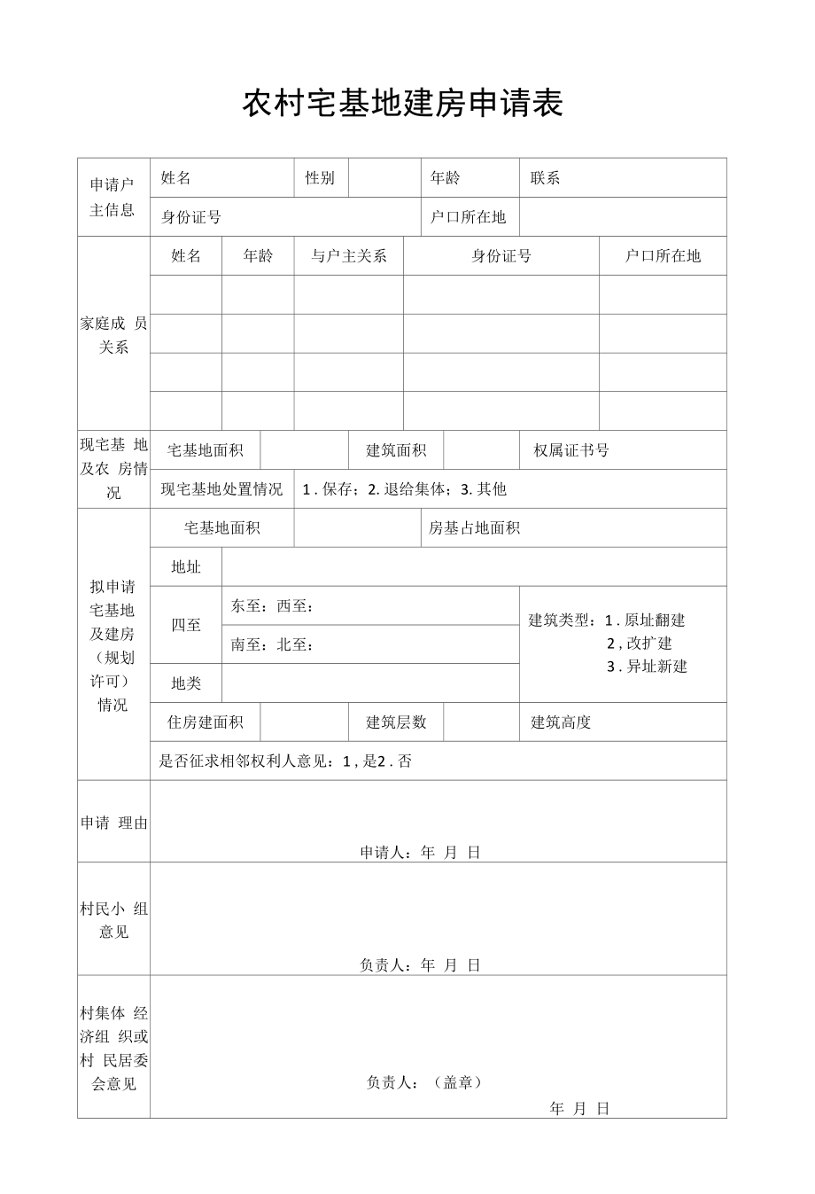 农村宅基地建房申请表.docx_第1页