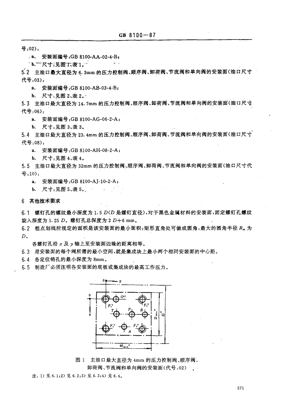 板式联接液压压力控制阀（不包括溢流阀）顺序阀、卸荷阀、节流阀和单向阀++安装面【国标】.pdf_第2页