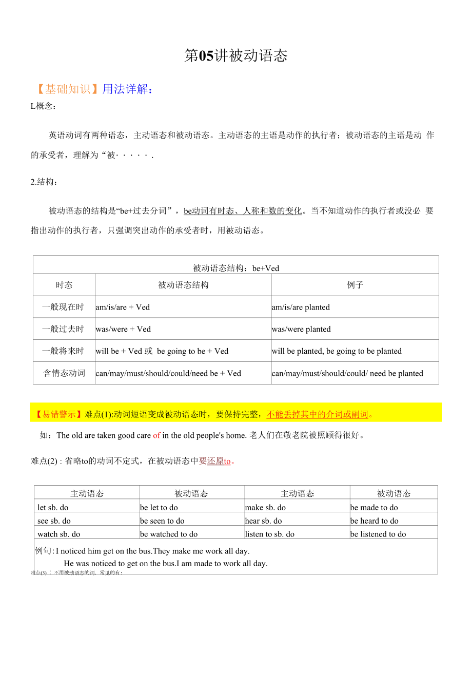 第05讲 被动语态（原卷版）-【暑假自学课】2022年新九年级英语暑假精品课（牛津译林版）.docx_第1页