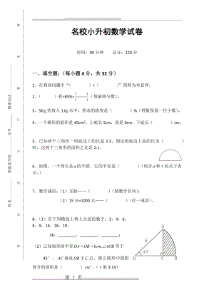 名校小升初数学试卷(5页).doc