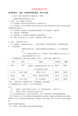 【高中历史】全球航路的开辟---知识点.docx