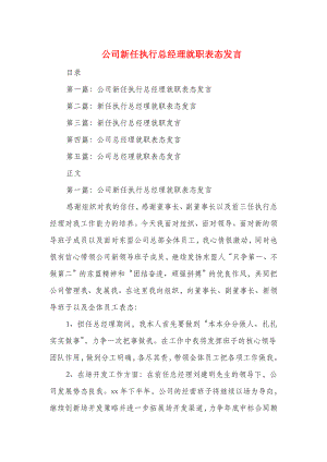 公司新任执行总经理就职表态发言多篇范文.docx