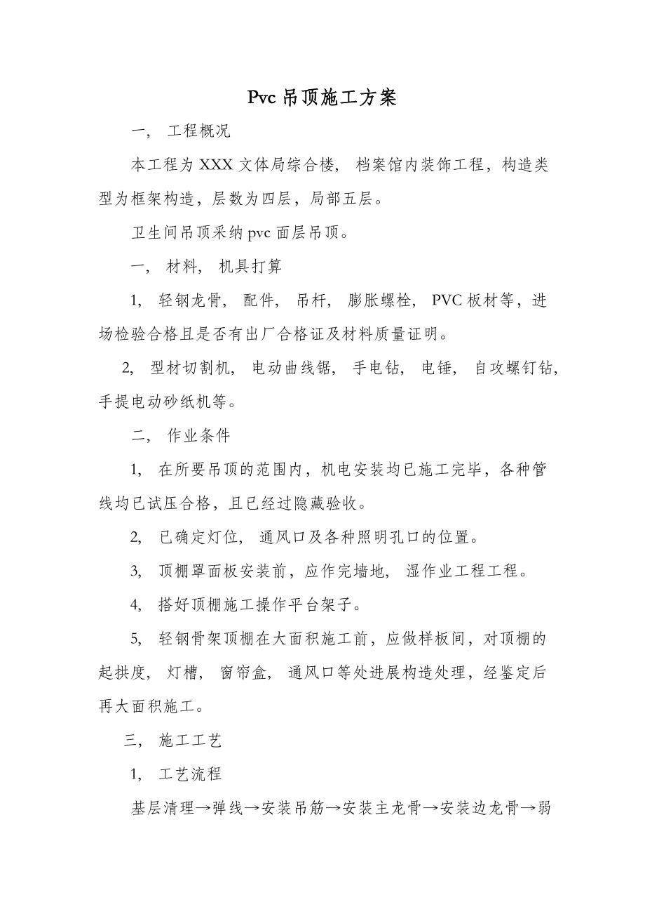 pvc吊顶施工方案.docx_第1页