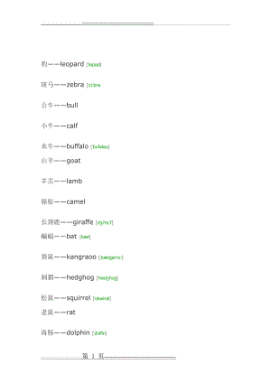 各种动物的英文名10207(9页).doc