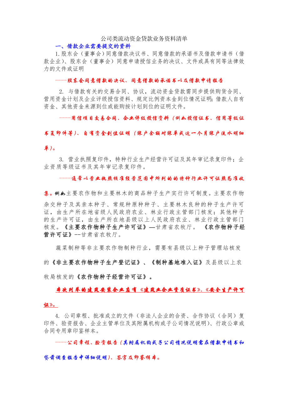 农商银行贷款资料清单.docx_第1页