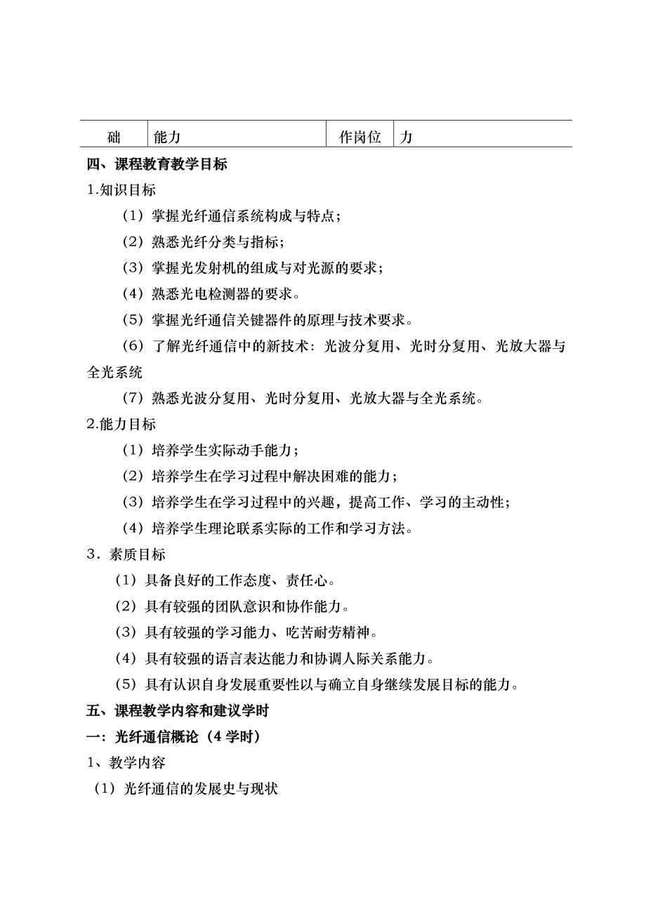 光纤通信技术与实践课程标准.docx_第2页