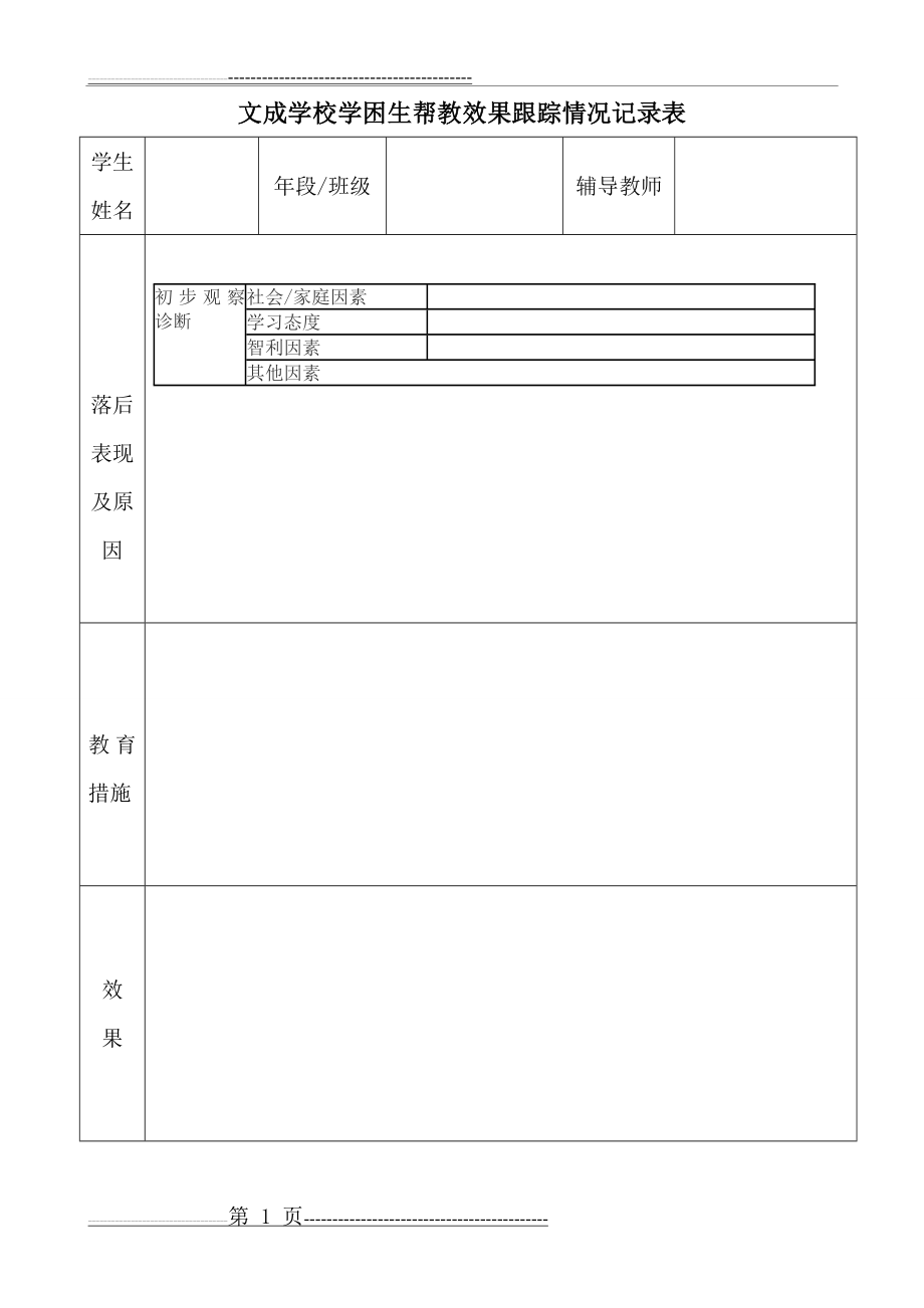 后进生帮教效果跟踪转化记录表(6页).doc_第1页