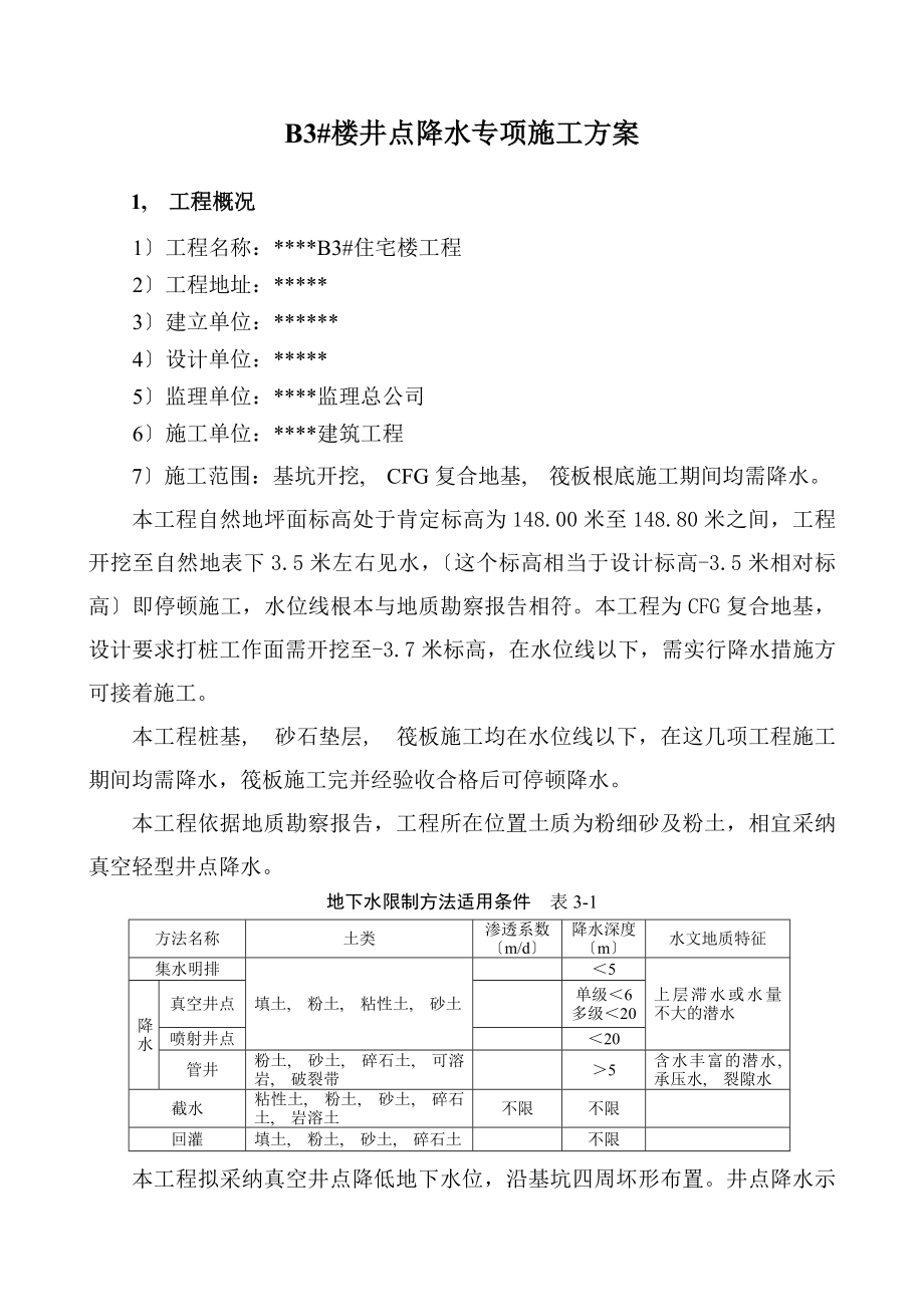 B楼真空轻型井点降水专项施工方案.docx_第1页