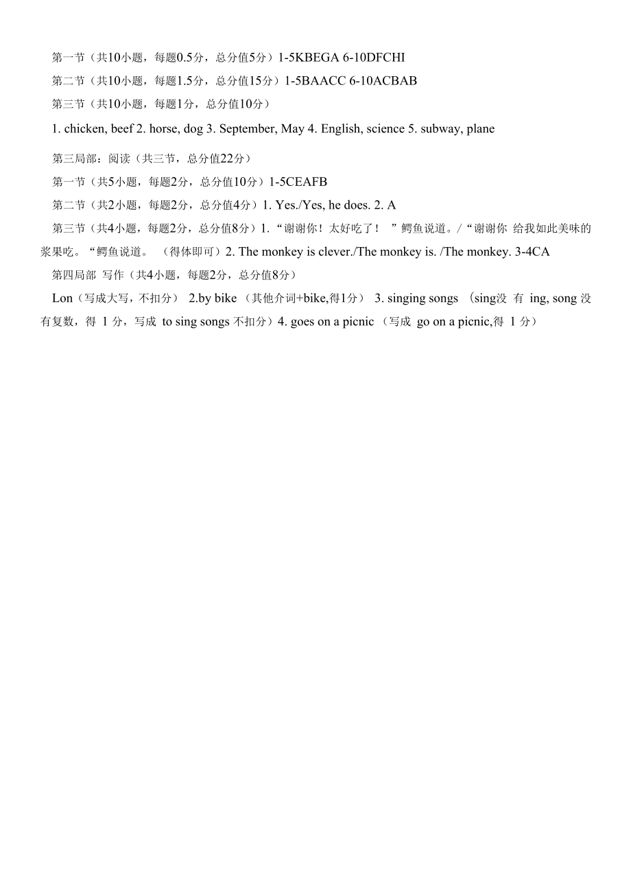 2021-2022学年湖南省株洲市攸县六年级下学期小升初考试 英语 试题（含答案）.docx_第2页