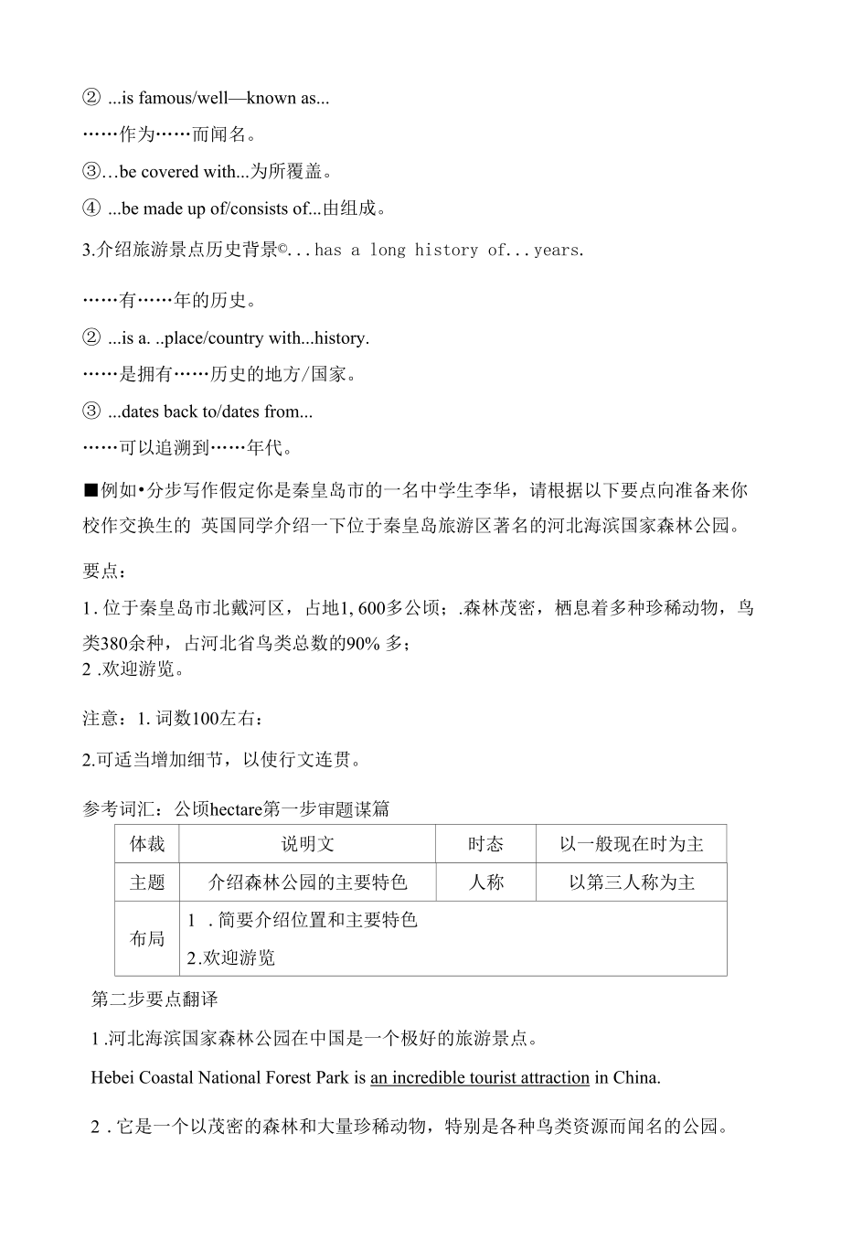 人教版(新教材)高中英语选修1Unit 3 Fascinating Parks精品学案：Writing——介绍旅游景点.docx_第2页